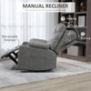 Recliner Armchair Swivel PU Manual Reclining Chair with Adjustable Footrest Grey