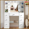 White Dressing Table with LED Mirror Modern Makeup Desk Vanity Table Set Bedroom
