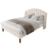 Double Bed Upholstered Platform Bed Frame with Headboard Wood Slats Support 4ft6