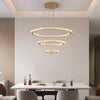 Gold Crystal Pendant Lights Chandelier LED Ceiling Light Dimmable Remote 3 Rings
