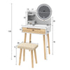 Vanity Modern Dressing Table Set with LED Mirror Storage Shelf Stool Drawer