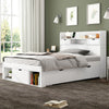 3ft Single Bed Frame with Drawers, Storage Headboard and Underbed Storage White