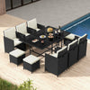 11 Piece Patio Dining Set Space-saving Outdoor Conversation Furniture Set