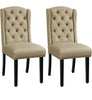 Dining Chairs Set of 2 Button Tufted Upholstered Dining Chairs with Wing Design