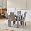 Small Space Dining Set 5Pcs Square Dining Table+ 4 Dining Chairs Set Grey Wooden