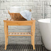 Slatted Natural Bamboo Wood Bathroom Shower Stool Bench Seat Shoe Rack Shelf
