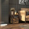 Rustic Brown End Table Bedside Cabinet with Drawers Shelf Industrial Nightstand