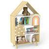 Kids Dollhouse Bookshelf House-shaped Bookcase-Natural