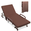 Portable Folding Guest Bed Adjustable Single Sleeper Bed w/ Mattress & Wheels