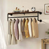 Industrial Pipe Clothes Rack Rail Closet Wall Hanging Rod Bar with Shelf