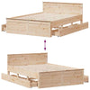 Bed Frame without with Headboard 140x190 Solid Wood Pine G7L6