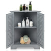 Corner Storage Cabinet with Double Shutter Doors-Grey