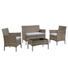 Rattan Garden Furniture Set 4 Piece Outdoor Sofa Table Chairs Patio Yellow Brown