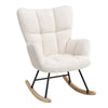 Ergonomic High Back Rocking Chair Linen Patchwork Rocker Armchair Recliner Seat