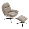 2Pcs Chenille Fabric Single Sofa Armchair Relaxing Recliner Chair & Ottoman Set