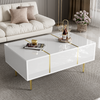 Modern High-gloss Coffee Table with 2 drawer for Living Room, White