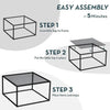 Glass Coffee Table With Storage Rectangle Modern Living Room Furniture Grey