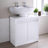 White Bathroom Sink Cabinet Under Basin Unit Cupboard 2 Door Storage High Gloss