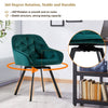 Set of 2 Green Swivel Dining Chair Velvet Rotatable Padded Seat Dining Room New
