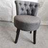 Grey Linen Makeup Chair for Vanity Button-Tufted Dressing Table Stool Wooden Leg