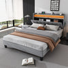 Upholstered Platform Bed 4ft6 Double Bed Frame with LED Storage Headboard Grey