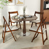 Foldable Dining Chair Set of 4 Accent Armless Kitchen Chair-Walnut