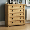 Corona 5 Drawer Rustic Chest Mexican Solid Waxed Pine Storage Bedroom Cabinet