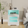 LED Bedside Table RGB Lighted Storage Nightstand Cabinet with Charging Station