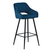 Pair of Blue Bar Stools Velvet Bar Chair with Padded Seat Modern Kitchen Chair