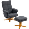 Linen Recliner Chair with Ottoman Footrest Storage Space Grey