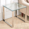 Tempered Glass Square Coffee Table Sofa Side End Table Bedside Nightstand Chrome