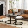 Industrial Nesting Coffee Tables Set of 2 Round Side End Tables for Living Room