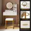 Dressing Table with LED Lights Makeup Desk with 2 Drawers and Hair Dryer Rack