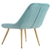 Modern Accent Chair Pinstripe Leaning Back Velvet Leisure Armchair Metal Legs
