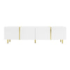 TV Entertainment Cabinet Unit with 4 Doors & Metal Legs for Living Room White