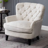 Upholstered Linen Armchair Stud Button Back Fireside Chair Lounge Sofa Wood Legs