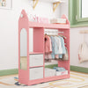 Pink Kids Wardrobe Clothes Hanging Drawer Toy Storage Cabinet Open Wardrobe New