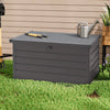 LOCKABLE OUTDOOR GARDEN STEEL STORAGE SEAT UTILITY CHEST CUSHION SHED BOX TOOLS
