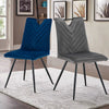 2Pcs Dining Chairs Velvet / Faux Leather Seat Metal Legs Dining room Chair