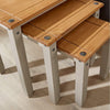 Home Source Solid Pine Wood Nest of Tables, Set of 3 for Living Room, Grey Fini