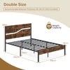 Metal Bed Frame Industrial Platform Bed Double Size-Brown