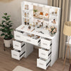 Dressing Table with LED Lights Mirror 7 Drawers Vanity Make up Desk Dresser Set