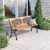 Cast Iron Outdoor Bench Garden 3 Seater Furniture Wood Park Seat Patio Armrest