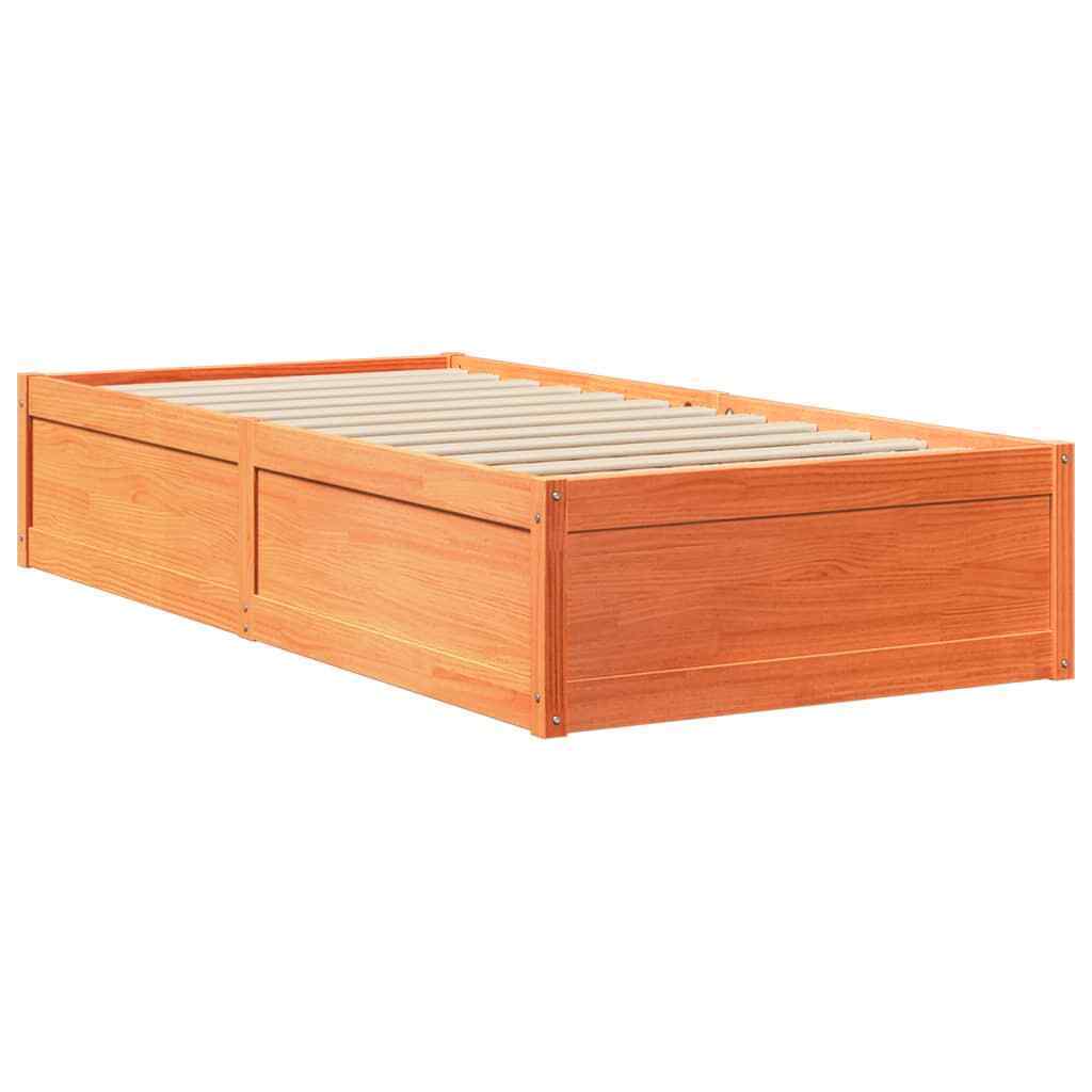 Bed Frame Wax Brown 90x200 Solid Wood Pine B5F0
