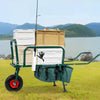 Fishing Trolley Single Wheel Folding Barrow Cart with Bag Adjustable Legs Green