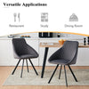 2Pcs Grey Dining Chairs Velvet Padded Seat Dining Room Chair Modern High Back