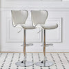 Set of 2 Bar Stools White Swivel Gas Lift PU Leather Breakfast Chairs Barstool