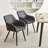 Set of 2 Faux Leather Dining Chairs Diamond Seat with Hole Design Modern Chair