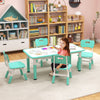 Height Adjustable Toddler Desk and Chairs Set with Graffiti Desktop (Green)