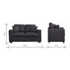 Panana 2 and 3 Seater Sofa Settee Suite in Black Fabric Sofa Deep Seat Couches